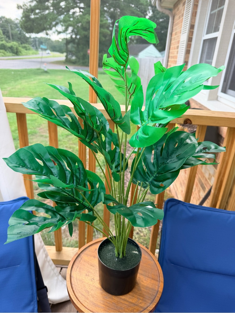 Green Artificial Monstera Plant in Black Pot - Home Accents